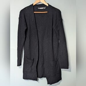 Bluenotes Waffle Knit‎ Open Front Women's Medium Cardigan Sweater Pockets